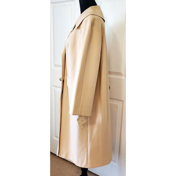 VTG J L Hudson's NWT Beige Lined Double Breasted Coat Button down Overcoat Sz 14 - Picture 2 of 7